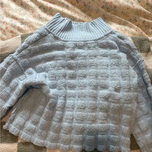 Light Blue free people mock neck Women's Sweater
